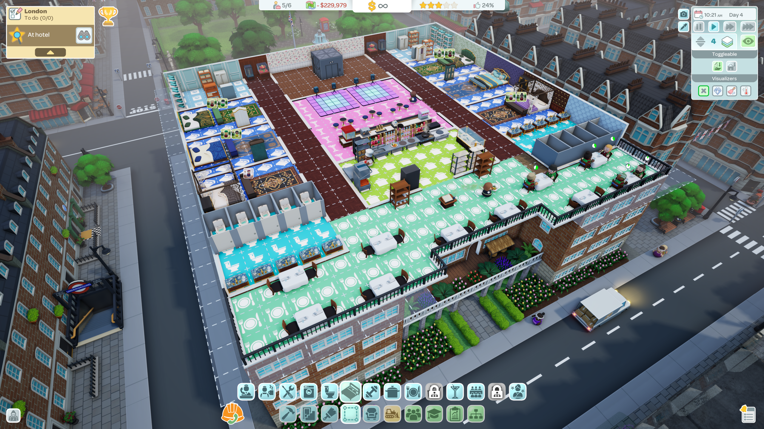 Hotel Architect zoning view in a large hotel